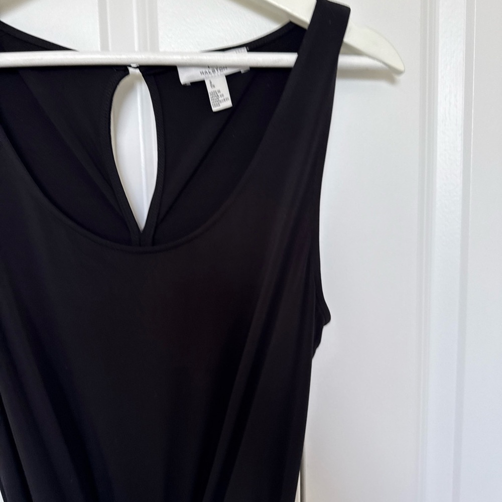 H Halston Heritage Black Jumpsuit Stretchy Size S Belted Ankle Business Casual - Picture 6 of 14